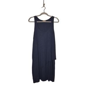 LILLA P $158 Double‎ Layer Asymmetrical Tie Tank Dress Ink Blue Medium